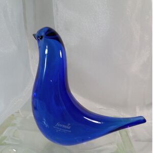 Cobalt Blue Art Glass Bird Handblown and Vintage Murano Paperweight